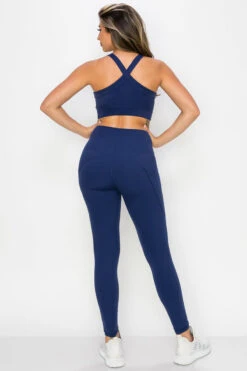SUPER SOFT Sport Bra And Leggings Active Set With Pockets -Selected Women's Clothing Store ACT690 NBL ACT827120 NBL4