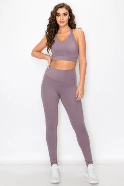 SUPER SOFT Sport Bra And Leggings Active Set With Pockets -Selected Women's Clothing Store ACT690 SMU ACT827120 SMU1