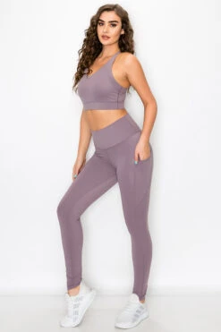 SUPER SOFT Sport Bra And Leggings Active Set With Pockets -Selected Women's Clothing Store ACT690 SMU ACT827120 SMU3
