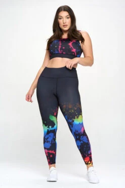 Plus Size Midnight Paint Splatter Active Set