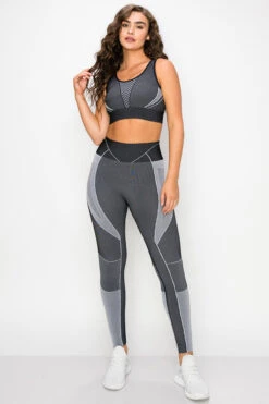 Toned And Lined Compression Active Workout Set -Selected Women's Clothing Store ACTS001 827S001 BLK1