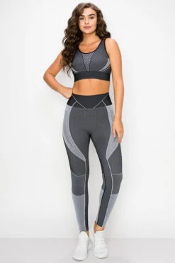 Toned And Lined Compression Active Workout Set -Selected Women's Clothing Store ACTS001 827S001 BLK2