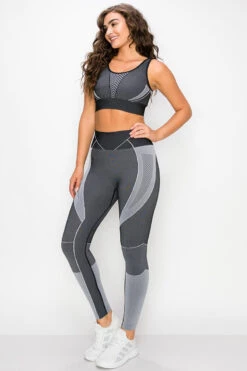 Toned And Lined Compression Active Workout Set -Selected Women's Clothing Store ACTS001 827S001 BLK3
