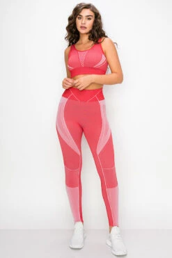 Toned And Lined Compression Active Workout Set -Selected Women's Clothing Store ACTS001 827S001 RED2