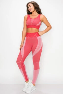 Toned And Lined Compression Active Workout Set -Selected Women's Clothing Store ACTS001 827S001 RED3