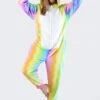 Plush Rainbow Stripe Unicorn Onesie -Selected Women's Clothing Store AOS013