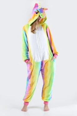 Plush Rainbow Stripe Unicorn Onesie -Selected Women's Clothing Store AOS013 3