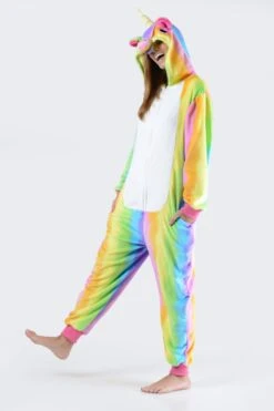 Plush Rainbow Stripe Unicorn Onesie -Selected Women's Clothing Store AOS013 4