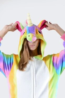 Plush Rainbow Stripe Unicorn Onesie -Selected Women's Clothing Store AOS013 7