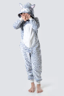 Kid's Plush Leopard Animal Onesie Pajama