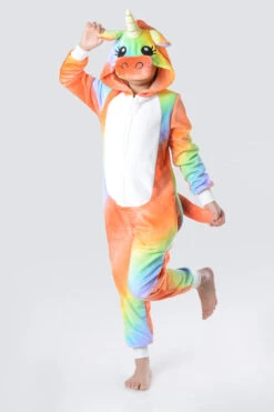 Kid's Plush Unicorn Rainbow Animal Onesie Pajama -Selected Women's Clothing Store AOS028K2