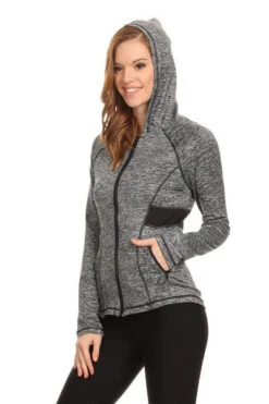 Active Zip Up Jacket With Hoodie -Selected Women's Clothing Store ATP007 CHA 2