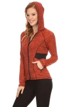 Active Zip Up Jacket With Hoodie -Selected Women's Clothing Store ATP007 ORG 1