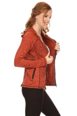 Active Zip Up Jacket With Hoodie -Selected Women's Clothing Store ATP007 ORG 2