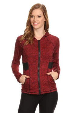 Active Zip Up Jacket With Hoodie -Selected Women's Clothing Store ATP007 WND l