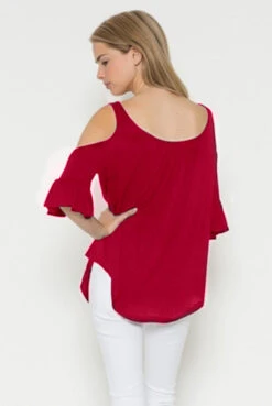 Resistible Ruffles Cold Shoulder Knit Top -Selected Women's Clothing Store AY17720 CRM 2
