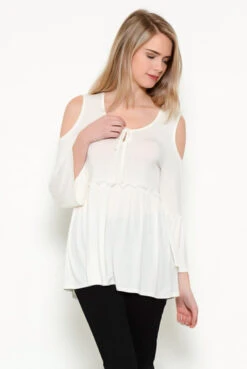 Daydreaming About You Cold Shoulder Peplum Top