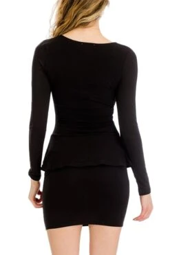 It Ain't Me Peplum Mini Dress -Selected Women's Clothing Store BD2166 BLK BACK
