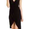 Day Dates Surplice Tulip Faux Wrap Dress -Selected Women's Clothing Store BD2208 BLK