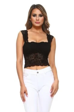 Delicate Lace Bralette Top -Selected Women's Clothing Store BRT003 BLK 2