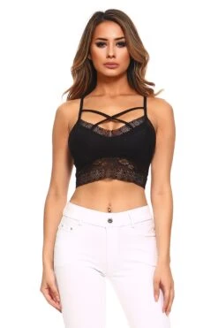 Floral Lace Strappy Front Bralette -Selected Women's Clothing Store BRT004 BLK 9f6d66be cd14 40be a96d 8fe7a75241f9