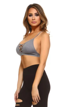 Cross The Line Ribbed Bralette -Selected Women's Clothing Store BRT006 CHA 2