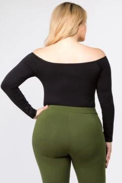 Plus Size Off Shoulder Long Sleeve Bodysuit -Selected Women's Clothing Store BS1004P BLK 3 cf897306 6a6b 4249 994b 1651b7908dfe