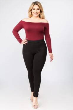 Plus Size Off Shoulder Long Sleeve Bodysuit -Selected Women's Clothing Store BS1004P WND 4 6e5d39fa 0929 4680 9aa0 948990bf20ef
