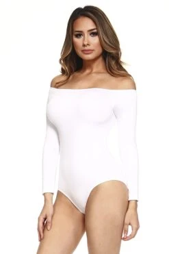 &New Sultry & Seamless Off The Shoulder Bodysuit -Selected Women's Clothing Store BS1004 WHT 2 edit 086c7d59 d9b6 40d8 a198 75b58606172f