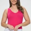 Plus Size Basic V-Neck Tank Top Bodysuit -Selected Women's Clothing Store BS1013P FUS 2