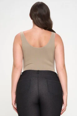 Plus Size Basic V-Neck Tank Top Bodysuit -Selected Women's Clothing Store BS1013P LMO5