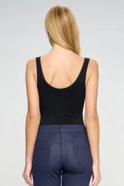 Basic V-Neck Tank Top Bodysuit -Selected Women's Clothing Store BS1013 BLK 4