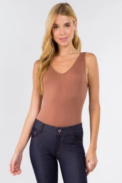 Basic V-Neck Tank Top Bodysuit -Selected Women's Clothing Store BS1013 MCH1
