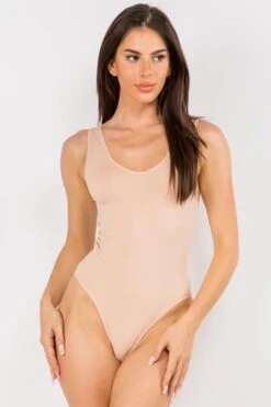 Basic V-Neck Tank Top Bodysuit -Selected Women's Clothing Store BS1013 NUD 2