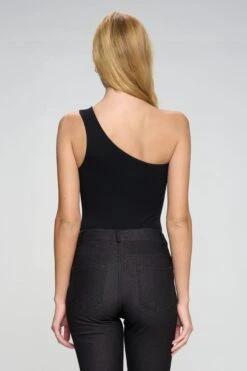Asymmetrical One Shoulder Bodysuit -Selected Women's Clothing Store BS1014 BLK 4