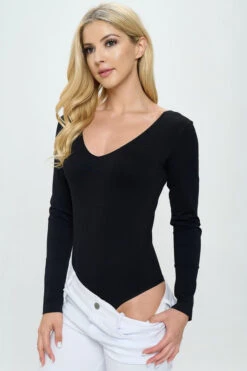 Seamless Body Contour Long Sleeve Bodysuit -Selected Women's Clothing Store BS1015 BLK L