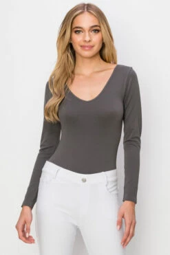 Seamless Body Contour Long Sleeve Bodysuit -Selected Women's Clothing Store BS1015 CHA 2 L