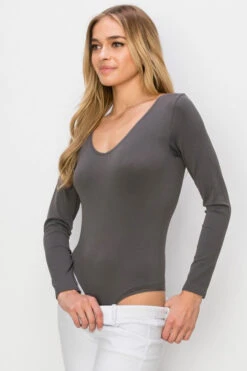 Seamless Body Contour Long Sleeve Bodysuit -Selected Women's Clothing Store BS1015 CHA L