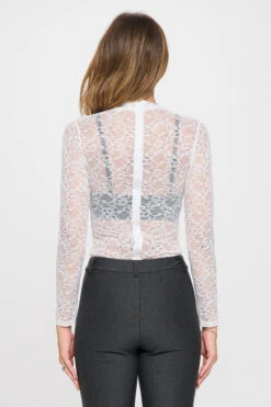 Crown Jewel Lace Bodysuit -Selected Women's Clothing Store BS1018 WHT 3 l