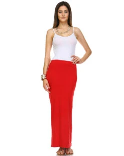 Simple Things Maxi Skirt -Selected Women's Clothing Store BS1697 RED 1
