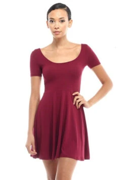 Oh Baby! Short Sleeve Babydoll Dress -Selected Women's Clothing Store Burgundy 265181f4 ff01 4a19 9413 8658d34959ac