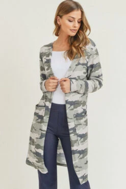 Camouflage Cardigan With Pockets