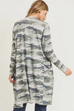 Camouflage Cardigan With Pockets -Selected Women's Clothing Store CRD017 GRN 4 l