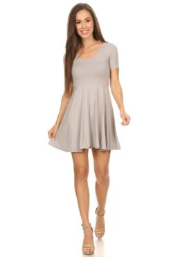 Basic Fit & Flare Style Dress -Selected Women's Clothing Store DRS001 MGY