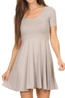 Basic Fit & Flare Style Dress -Selected Women's Clothing Store DRS001 MGY 1