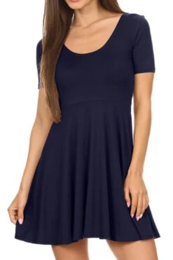 Basic Fit & Flare Style Dress -Selected Women's Clothing Store DRS001 NAV