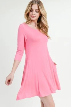 Endless Possibilities ¾-Sleeve Swing Dress -Selected Women's Clothing Store DRS007 COR