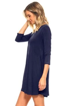 Endless Possibilities ¾-Sleeve Swing Dress -Selected Women's Clothing Store DRS007 nvy 5