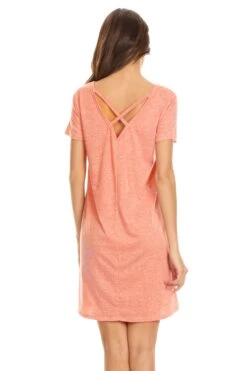 Cross Back T-Shirt Dress -Selected Women's Clothing Store DRS032 COR 4