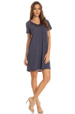 Cross Back T-Shirt Dress -Selected Women's Clothing Store DRS032 NAV 1